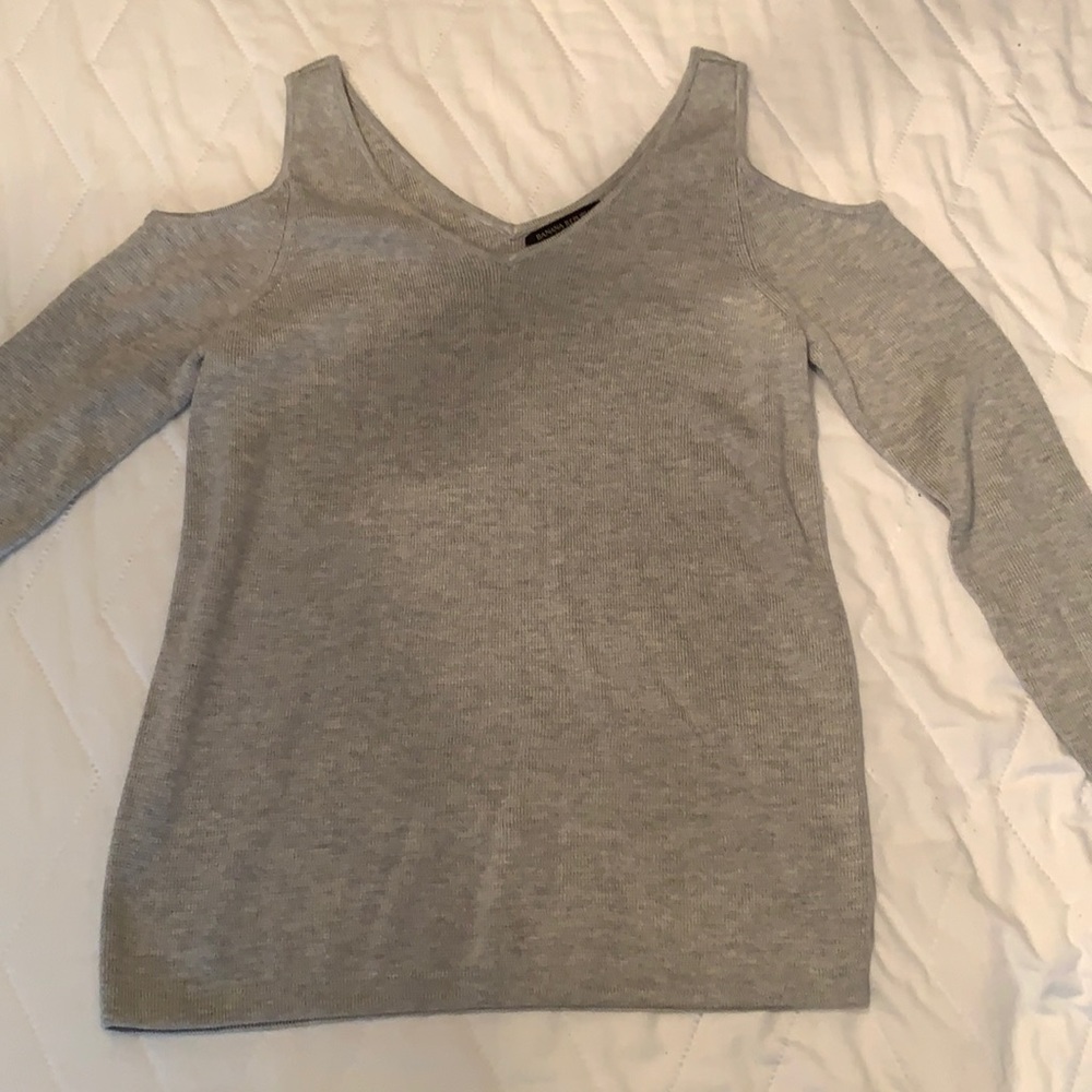 Cold shoulder knit sweater